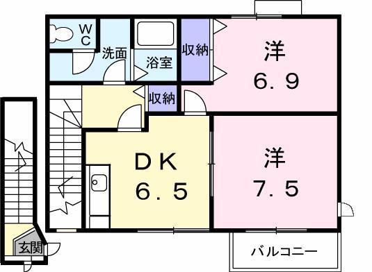 セナングA(2DK/2階)の間取り写真