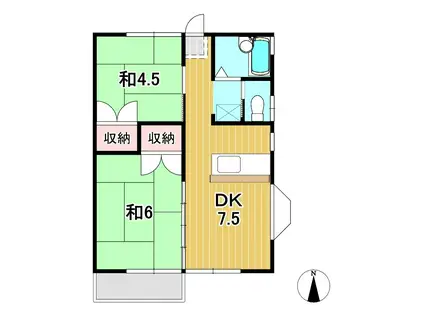 大進ハイツ(2DK/2階)の間取り写真