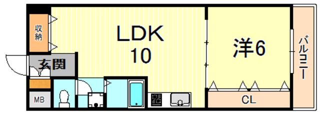 JSC芦屋(1LDK/2階)の間取り写真