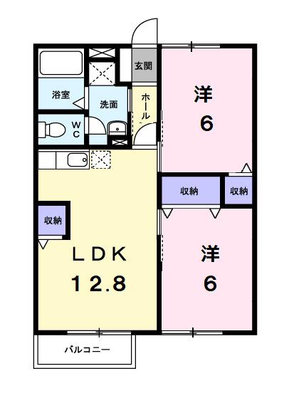 セレソB棟(2LDK/2階)の間取り写真