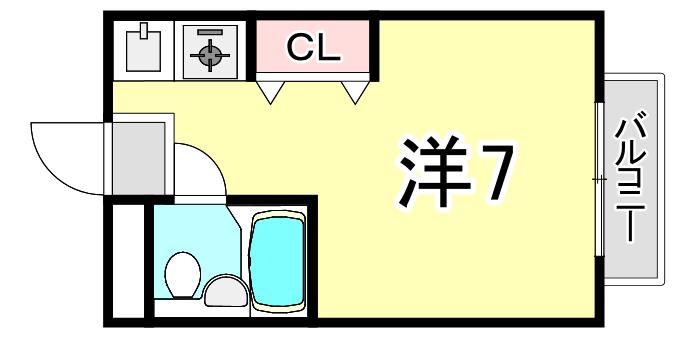 CRASIS苦楽園プラザ(1K/3階)の間取り写真