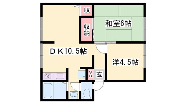 エクセル山崎(2DK/2階)の間取り写真