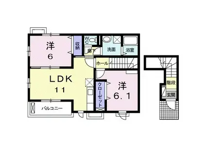 ビューティー・オアシス I(2LDK/2階)の間取り写真