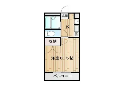 カームプレイスI(ワンルーム/1階)の間取り写真