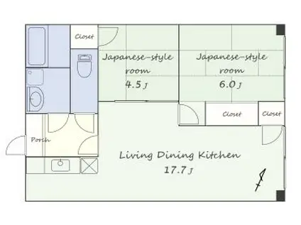 ブエナビスタ姫路(2LDK/4階)の間取り写真
