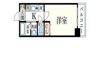 レジディア三宮東(1K/5階)の間取り写真
