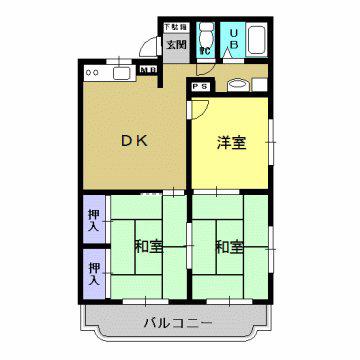 エクセル川元(3DK/2階)の間取り写真