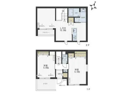 CASA MICHI(2LDK/1階)の間取り写真