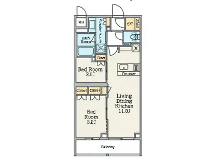 クレストコート池上六丁目(2LDK/1階)の間取り写真