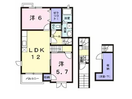コンフォルターブルI(2LDK/2階)の間取り写真