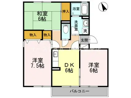 レ・ファミール・ド・ジョイ60A棟(3DK/2階)の間取り写真