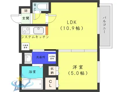 プライマル札幌円山(1LDK/4階)の間取り写真