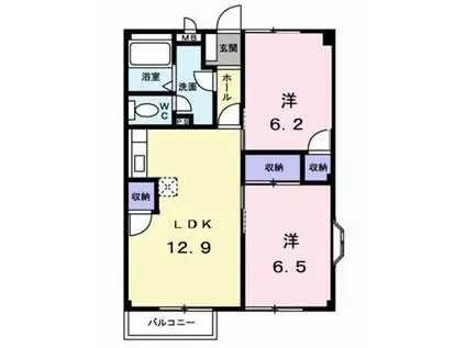 サンドエル久米(2LDK/2階)の間取り写真