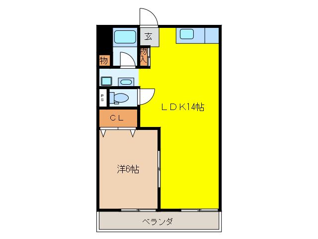 シャトー桐野(1LDK/4階)の間取り写真