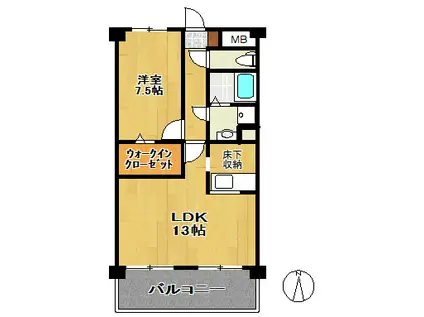上杉五番館(1LDK/3階)の間取り写真