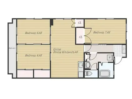 ダイヤモンドハイツ(3LDK/3階)の間取り写真