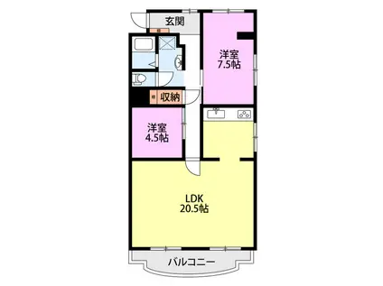 第二駅南ハイツ(1SLDK/1階)の間取り写真