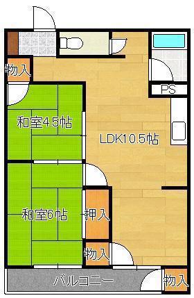 青山コーポ(2LDK/3階)の間取り写真