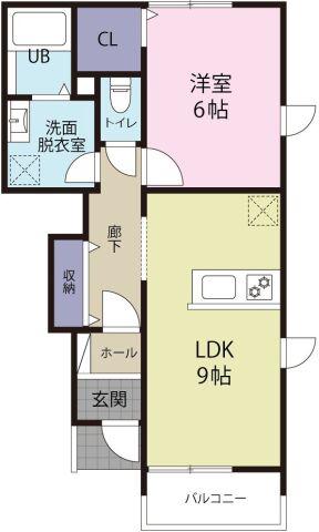 ENCIAII棟(1LDK/1階)の間取り写真