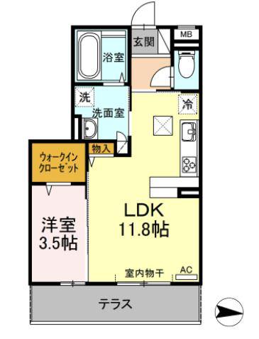 A-BRIGHT(1LDK/1階)の間取り写真