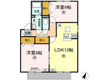 ボナールII(2LDK/1階)の間取り写真