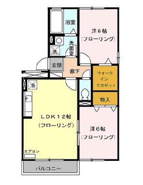 トリヴァンベールB(2LDK/2階)の間取り写真