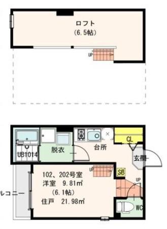 ディオステージ新栄(1K/2階)の間取り写真