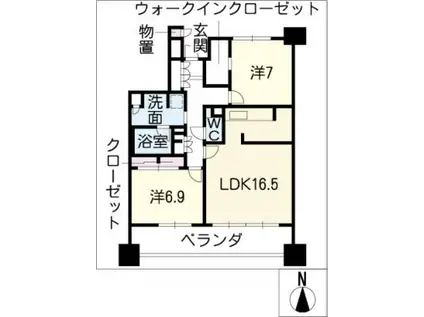 プライムメゾン矢田南(2LDK/3階)の間取り写真