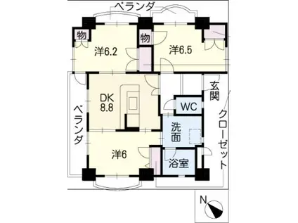 サントヴィラージュ(3DK/5階)の間取り写真