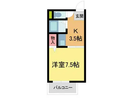 ソレイユ(1K/2階)の間取り写真