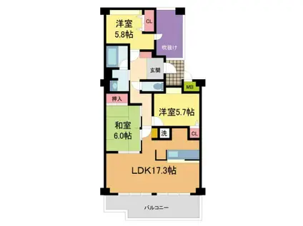 ラ・ビスタ宝塚サウステラス2番館(3LDK/5階)の間取り写真