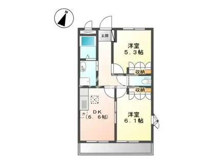 サンフラワー(2DK/1階)の間取り写真