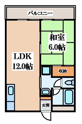大一南野口マンション(1LDK/3階)の間取り写真