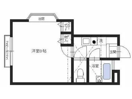 コーポ山本II(1K/2階)の間取り写真
