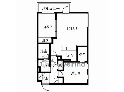 PRIME COURT LA FORET 平岸(2LDK/4階)の間取り写真