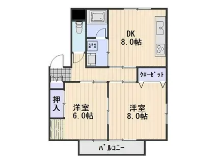 ことぶき北(2DK/3階)の間取り写真