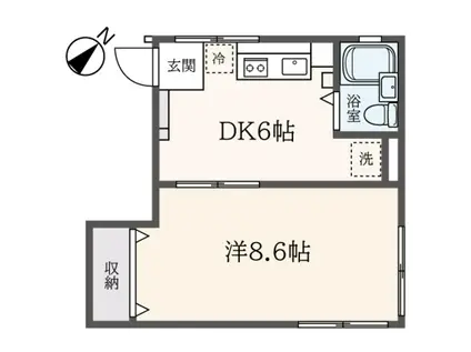 シティハイム本郷台A(1DK/2階)の間取り写真