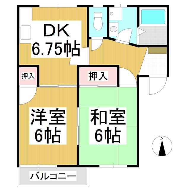 フレグランス川中島(2DK/2階)の間取り写真