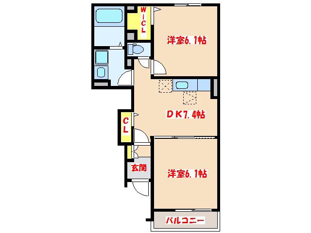 ARC-EN-CIELA(2DK/1階)の間取り写真