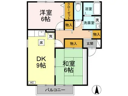 やすらぎの家 C棟(2DK/1階)の間取り写真