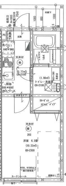 アザーレ・パッシオ平和台(1K/3階)の間取り写真