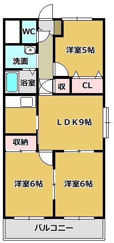 HAPPY EREA BISCKET倶楽部(3LDK/5階)の間取り写真