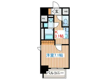 BRIGHTON イースト(1K/7階)の間取り写真