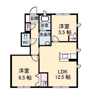 シャーメゾン明月G(2LDK/1階)の間取り写真
