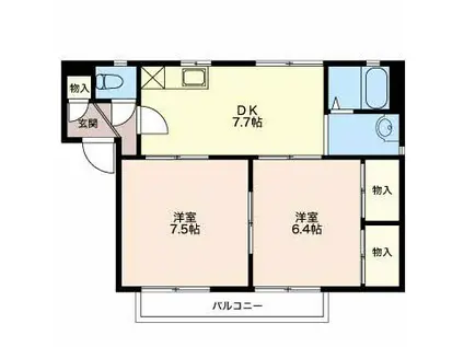 モンアミC(2DK/1階)の間取り写真