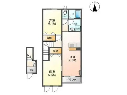 プロニティS(2DK/2階)の間取り写真