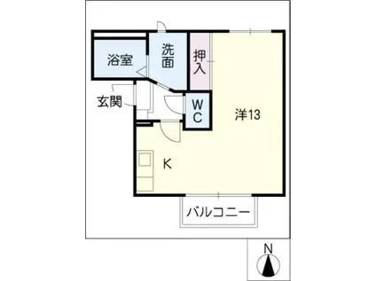 エクセルなるみA棟(ワンルーム/2階)の間取り写真