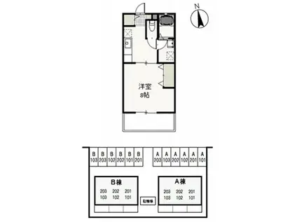 サントス青江B(1K/1階)の間取り写真