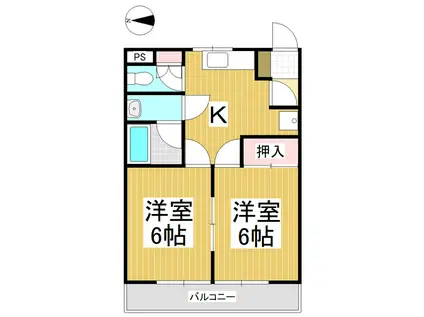 レヂデンス古里(2K/1階)の間取り写真