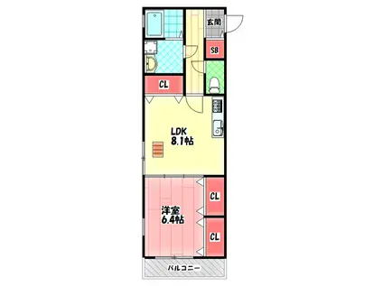 KTIレジデンス西三荘II(1LDK/1階)の間取り写真